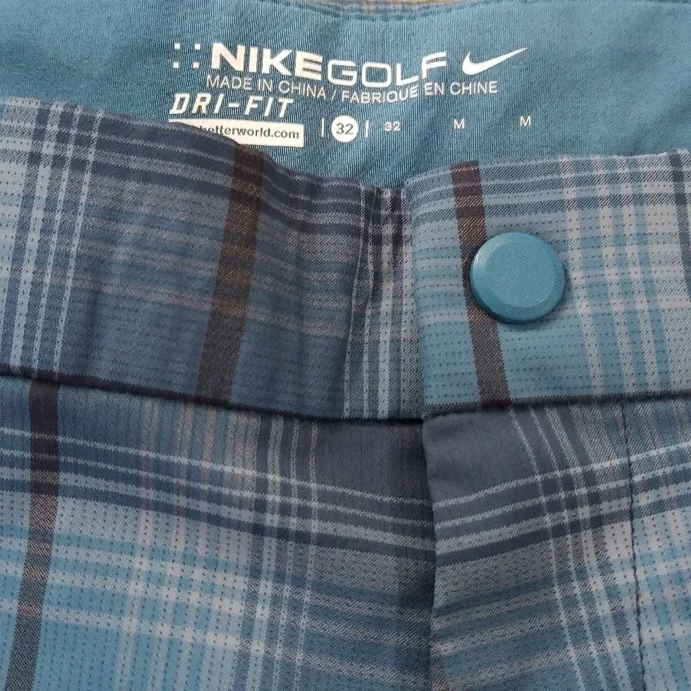 Nike Dri-Fit Plaid Chino Golf Shorts Mens Size 32